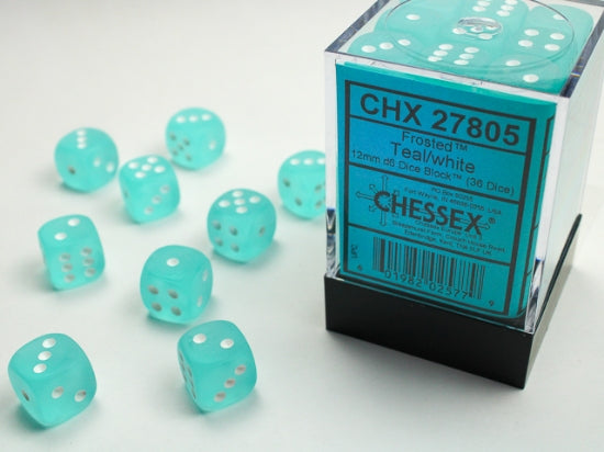 Chessex Frosted Teal/white 36 Dice – D6 – 12mm