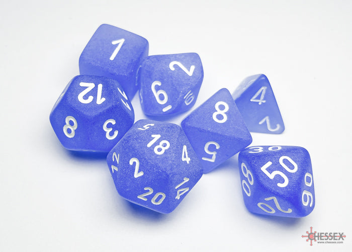 Chessex Frosted Blue/White Polyhedral 7-Die Set
