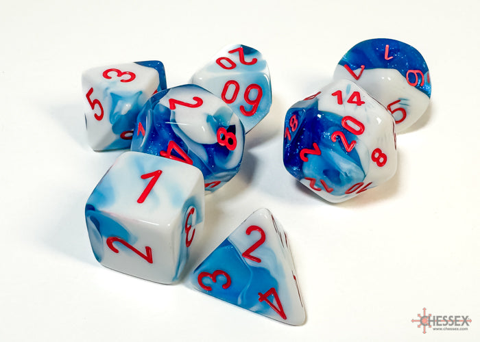 Chessex Gemini Astral Blue-White/Red 7-Die Set