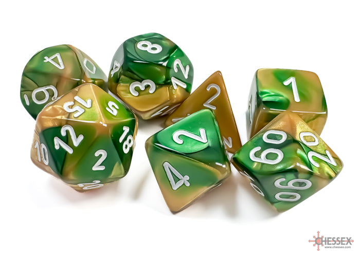 Chessex Gemini Gold-Green/White 7-Die Set