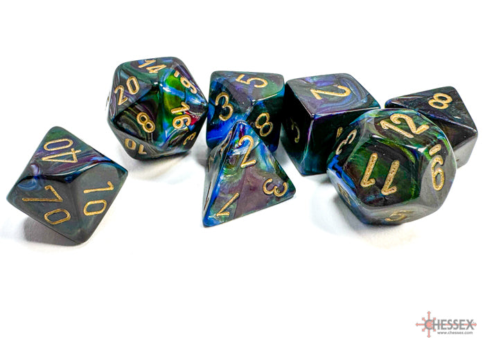 Chessex Lustrous Shadow/Gold 7-Die Set