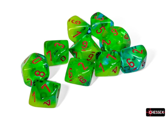 Chessex Gemini Plasma Green-Teal/orange 7-Die Set