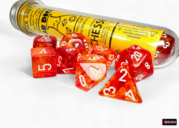Chessex Lab Dice Nebula Molten/white 7-die Set