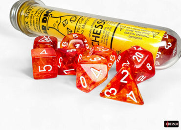 Chessex Lab Dice Nebula Molten/white 7-die Set