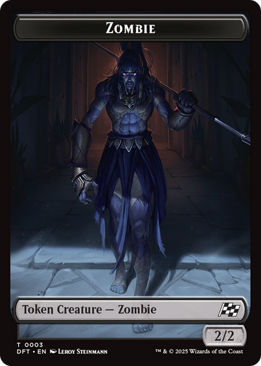 Zombie Warrior // Zombie (0003) Double-Sided Token [Aetherdrift Commander Tokens]