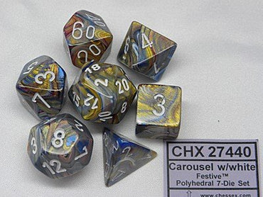 Chessex Festive Carousel/white 7-Die Set