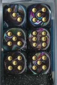 Chessex Lustrous Shadow/gold Set Includes 12 Dice – D6 – 16mm