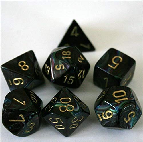 Chessex Lustrous Shadow/gold 7-Die Set