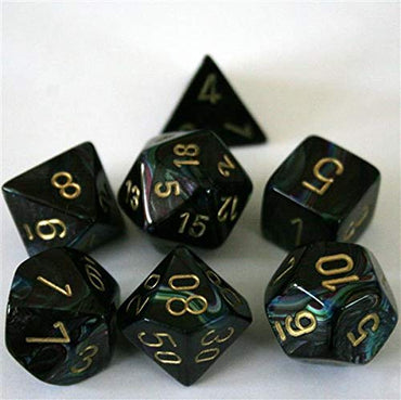 Chessex Lustrous Shadow/gold 7-Die Set