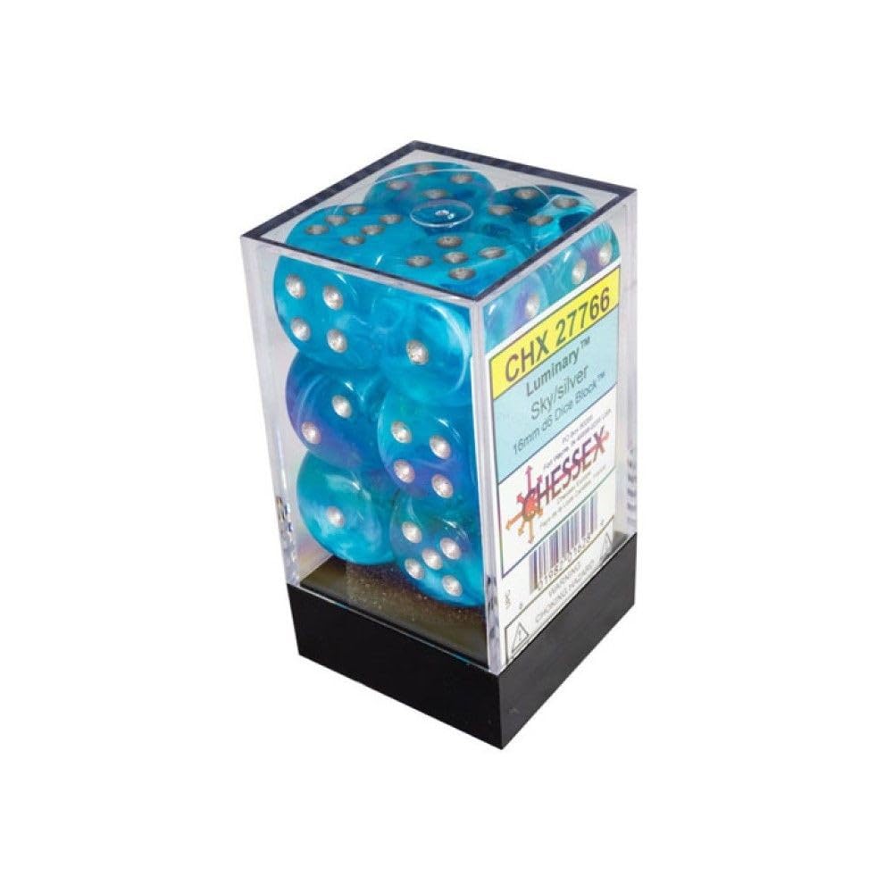 Chessex Nebula Luminary Sky/silver Dice Set Includes 12 Dice – D6 – 16mm
