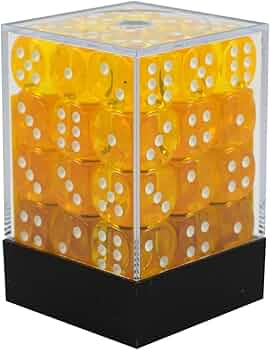 Chessex Translucent Yellow/white 36 Dice – D6 – 12mm