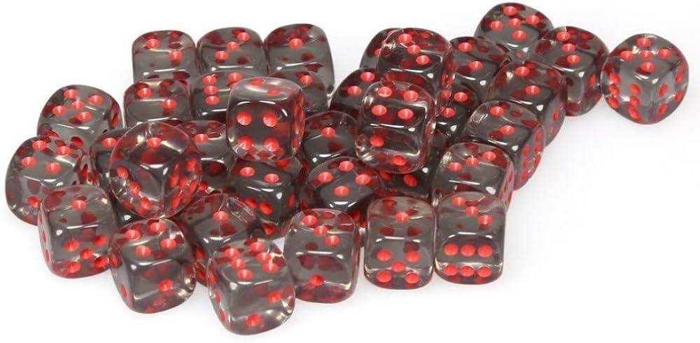 Chessex Translucent Smoke/red 36 Dice – D6 – 12mm