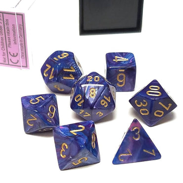 Chessex Lustrous Purple/gold 7-Die Set