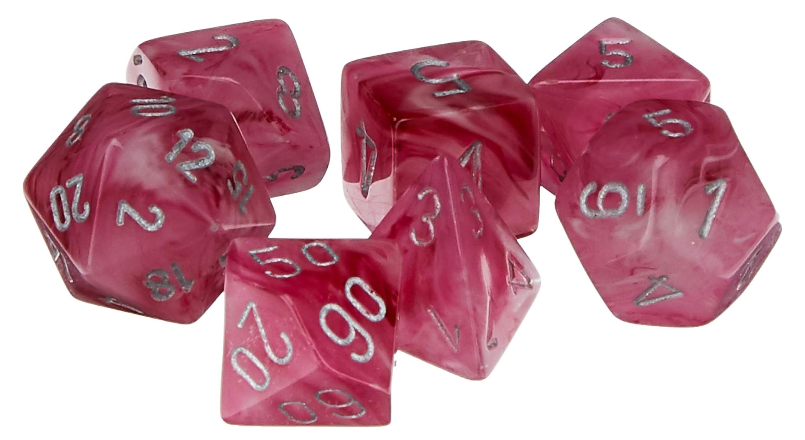 Chessex ghostly Glow Pink/silver 7-Die Set