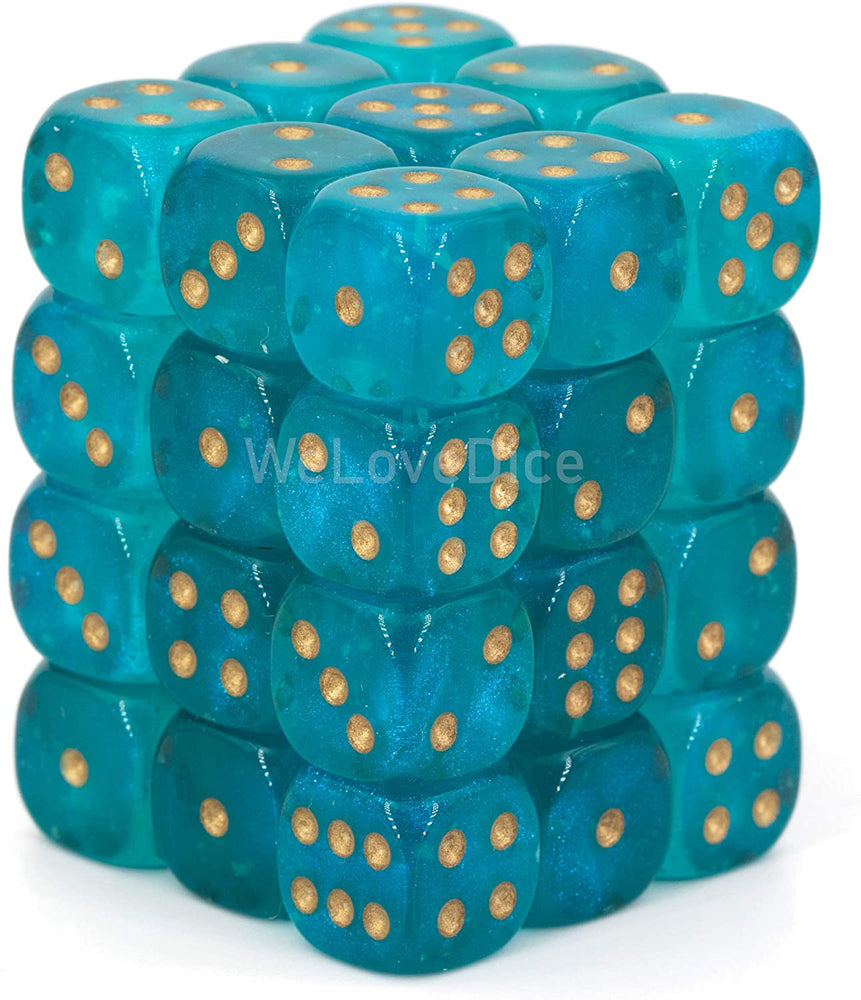 Chessex Borealis Teal/gold 36 Dice – D6 – 12mm