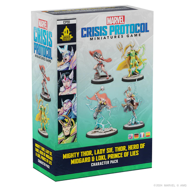 Marvel Crisis Protocol Mighty Thor, Lady Sif, Thor, Hero of Midgard & Loki, Prince of Lies Character Pack