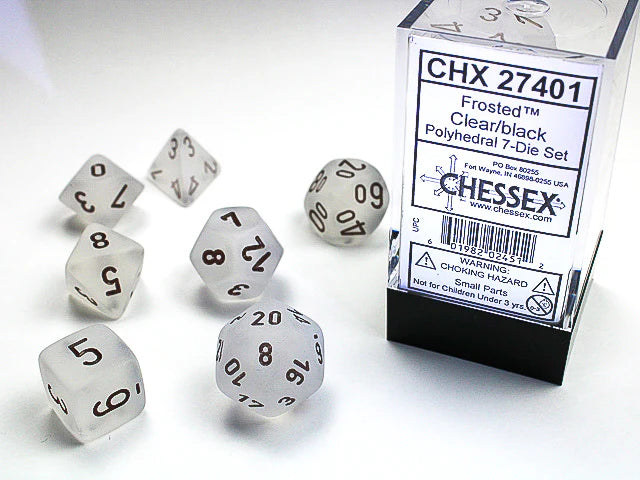 Chessex Frosted Clear/black 7-Die Set