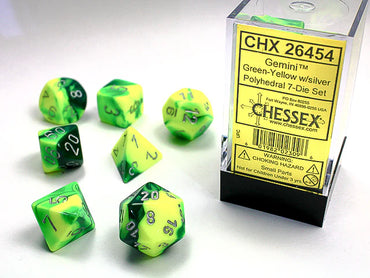 Chessex Gemini Green-Yellow/Silver 7-Die Set
