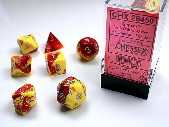 Chessex Gemini Red-Yellow/Silver 7-Die Set