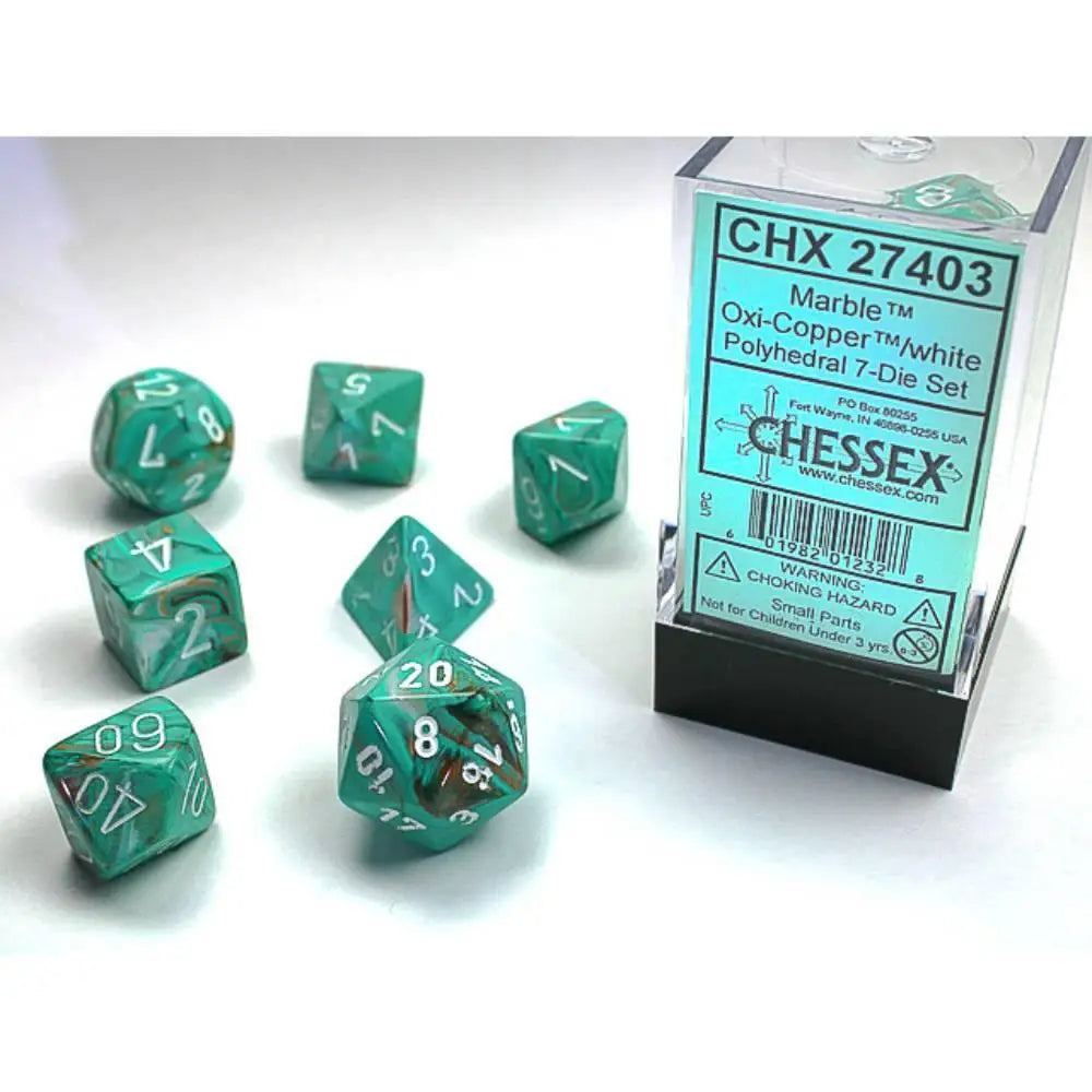 Chessex Marble Oxi-Copper/White 7-Die Set
