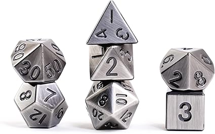 Metal Poly Dice Set Silver 16mm