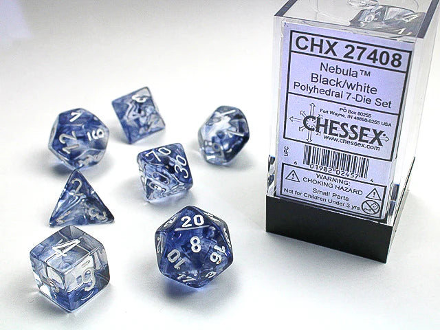 Chessex Nebula Black/white 7-Die Set