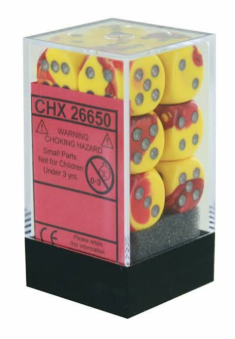 Chessex Red-Yellow/Silver Set Includes 12 Dice D6 16mm
