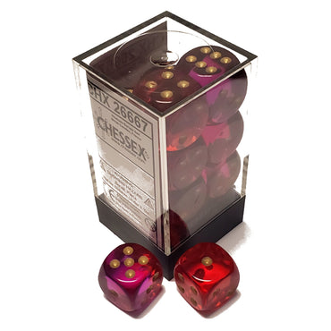 Chessex Gemini Red-Violet/gold Dice Set Includes 12 Dice – D6 – 16mm