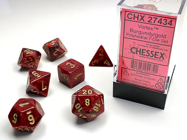 Chessex Vortex Burgundy/Gold 7-Die Set