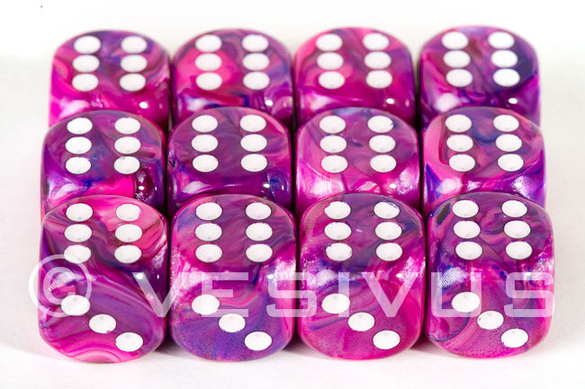 Chessex Festive Violet/white Dice Set Includes 12 Dice – D6 – 16mm