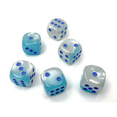 Gemini Pearl Turquoise-White/blue Polyhedral Dice Set Includes 12 Dice – D6 – 16mm
