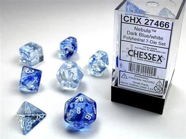 Chessex Nebula Dark Blue/White Polyhedral 7-Die Set