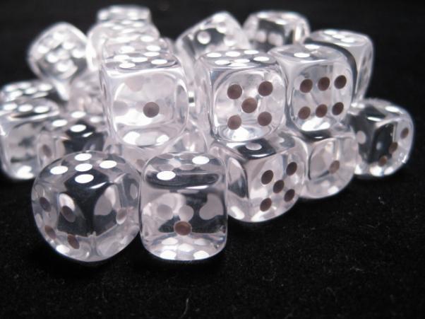 Chessex Translucent Clear/white 36 Dice – D6 – 12mm