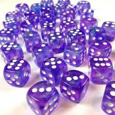 Chessex Borealis Purple/white 36 Dice – D6 – 12m