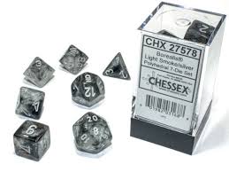 Chessex Borealis Light Smoke/silver polyhedral 7-die set