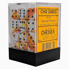 Chessex Brush Sunrise/black 36 Dice – D6 – 12mm