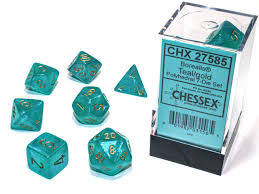 Chessex Borealis Teal/gold polyhedral 7-die set