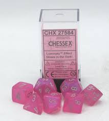 Chessex Borealis Pink/silver polyhedral 7-die set