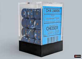 Chessex Brush Wavebreak/gold 36 Dice – D6 – 12mm