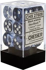 Chessex Nebula Black/white Set Includes 12 Dice – D6 – 16mm