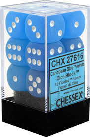 Chessex Frosted Caribbean Blue Set Includes 12 Dice – D6 – 16mm