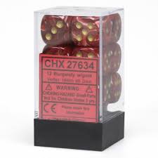 Chessex Vortex Burgundy/gold Set Includes 12 Dice – D6 – 16mm