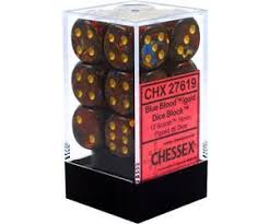 Chessex Scarab Blue Blood/gold Set Includes 12 Dice – D6 – 16mm