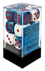 Chessex Gemini Astral Blue-white/red Set Includes 12 Dice – D6 – 16mm