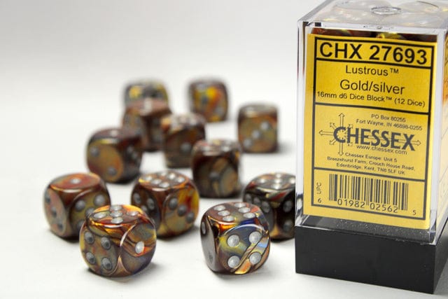 Chessex Lustrous Gold/silver Set Includes 12 Dice – D6 – 16mm