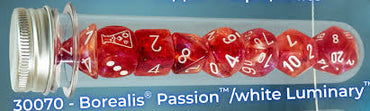 Chessex Lab Dice Borealis Passon/white 7-die Set