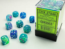 Chessex Festive Waterlily/white 36 Dice – D6 – 12mm