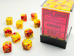 Chessex Gemini Red-Yellow/Silver 36 Dice – D6 – 12mm