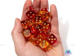 Chessex Gemini Red-Yellow/gold Dice Set Includes 12 Dice – D6 – 16mm