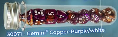 Chessex Lab Dice Gemini Copper-Purple/white 7-die Set